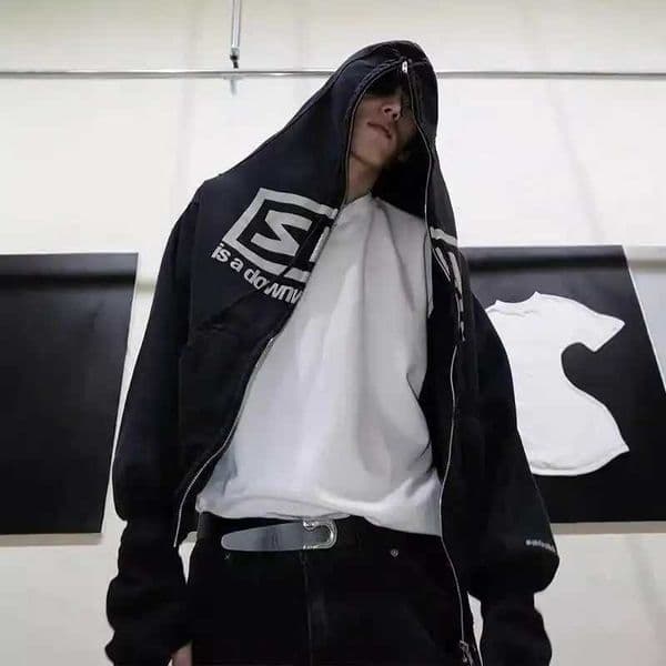 Hooded FEWQ New Mens High Street Zipper Sweatshirt Letter Design 2025 Long Sleeve With Hat Streetwear Male Tops 24K1003W260610