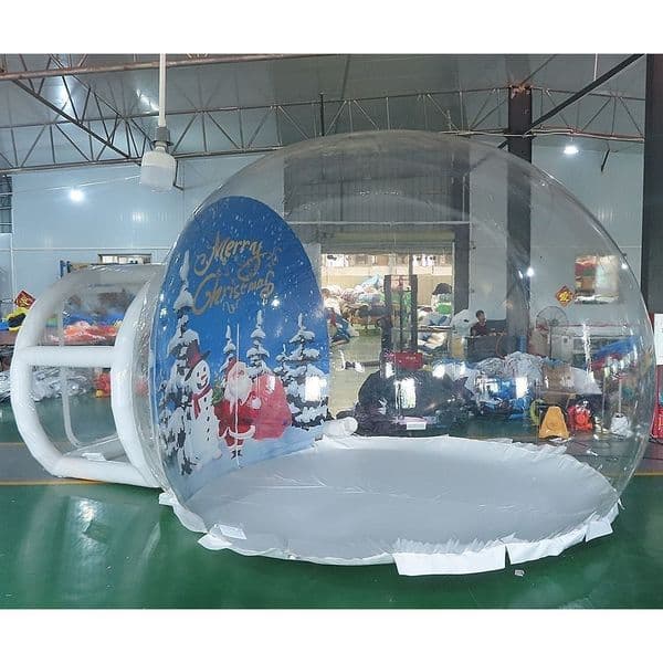 Outdoor activities 2026 photo taking clear inflatable dome bubble tent, Christmas party inflatable snow globe with tunnel bubble house