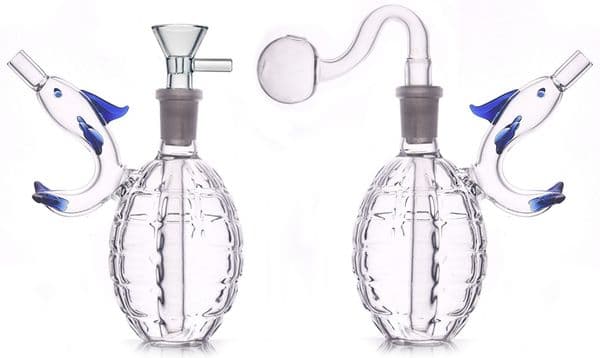 Colorful Travel dolphin Design Mini glass oil burner pipe Creative Water tobacco bong hooakh With 14mm male smoking oil banger bowl