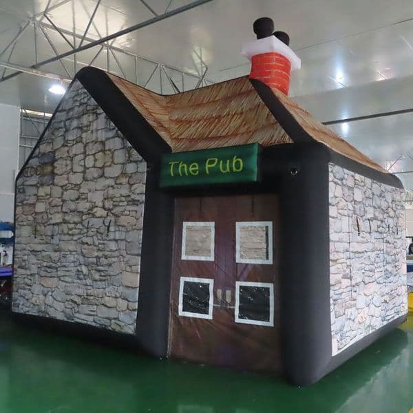 6mLx6mWx4mH (20x20x13.2ft) Small inflatable pub with chimneymovable house tent inflatables party bar for outdoor entertainment