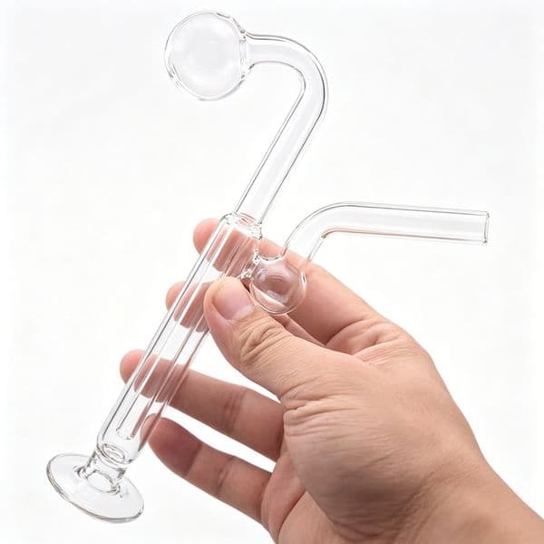 Cheap Thick Heady Glass Bubbler Oil Burner Pipes Mini Fashion Portable Hookahs Water Bong Pipe With Base stand