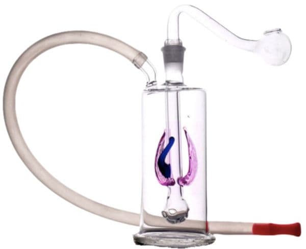 Wholesale Mini Travel Colorful 10mm female glass oil burner pipe Creative Water bong hooakh With smoking oil banger bowl and silicone hose