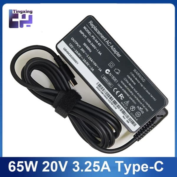 20V 325A 65W USB Type-C AC Laptop Power Adapter Charger For Thinkpad X1 Carbon Yoga X270 X280 T580 P51 P52s E480 E470 260611