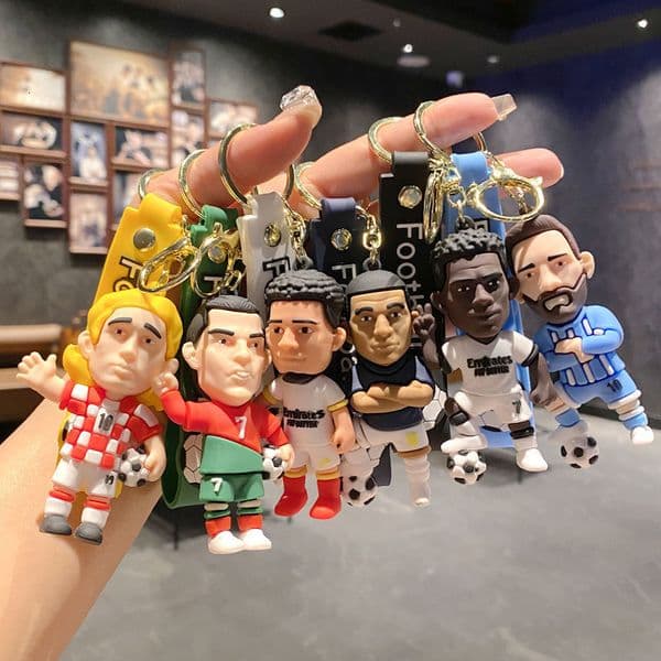 Designer World Cup Star Keychain C Ronaldo Messi Figurine Pendant Football Phone Case Hanging Rope Fashion Styling