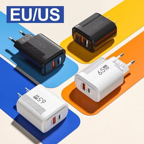 65W USB C Wall Charger Block Quick Charge 2 Ports PD 33W Type C Fast Charging EU US Plug Travel Power Adapter For iPhone 17 16 15 14 13 12 Samsung S26 S25 izeso Tax Duty Free