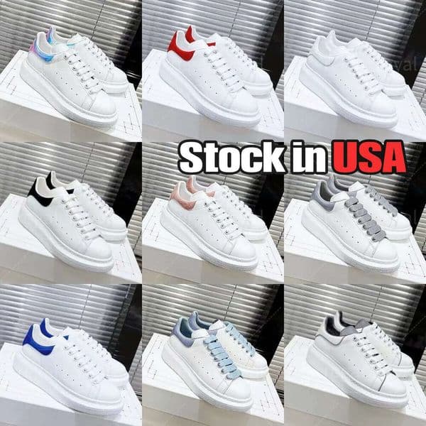 Designer shoes oversized sneakers platform mens womens white black leather suede veet flats lace up scarpe sports trainers mcqueennn shoes free shipping with box