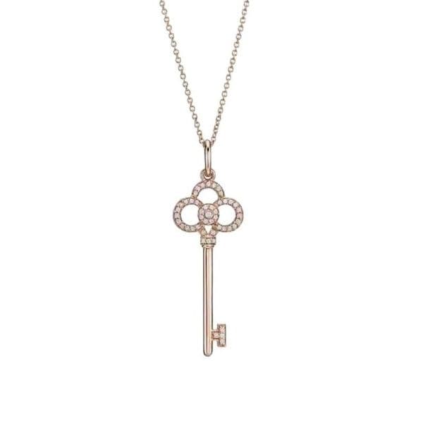 Luxurious 18K Gold 925 Silver Plated Necklace Designer Diamond-studded NecklaceExquisite Diamond-set Key-shaped Necklace