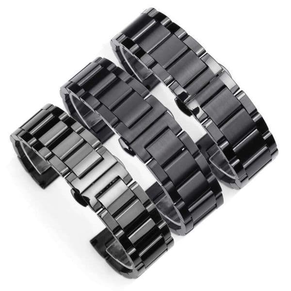 Wanbao Three Beads Stainless Steel Watch Band Butterfly Clasp Matte Suitable for Hand Pull Switch Raw Ear Intermediate Sand 16-26mm