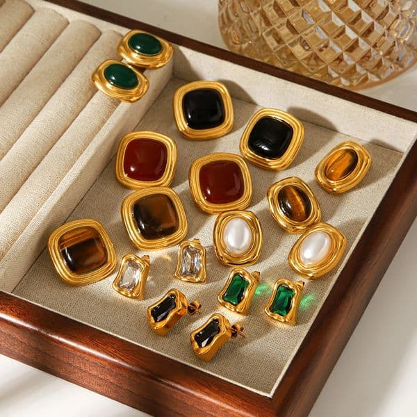 Huangchao Sweet 26 Pcs Fashion Retro Gemstone Mixed Jewelry Party Casual Y2k Gothic Style Earrings Womens Party Gifts260611