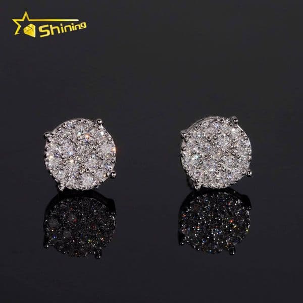Ready to Ship Pass Diamond Tester Moissanite Solid Silver Stud Earring Iced Out Screw Back Moissanite Stud Earrings