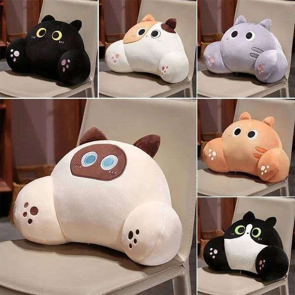 Thickened Back Siamese Calico Cat Sofa Bed Chair Lumbar Support Cushion Comfortable Throw Pillow Home Decor Girl
