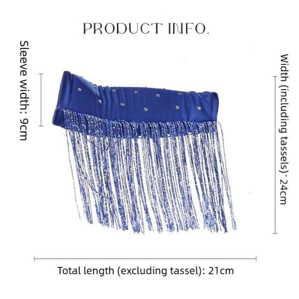 Latin Dance Gloves Rhinestone Tassel Sleeves Performance Wear For Women Competition