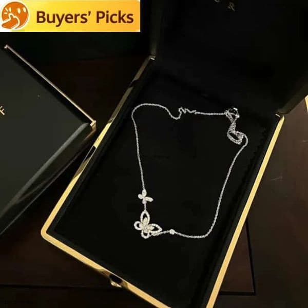 Classic Sweet Butterfly Women's Full-Diamond 18K Gold Collar Necklace Girl Luxury Jewelry Gift for Formal Events Daily Outfit Career-Related Functions