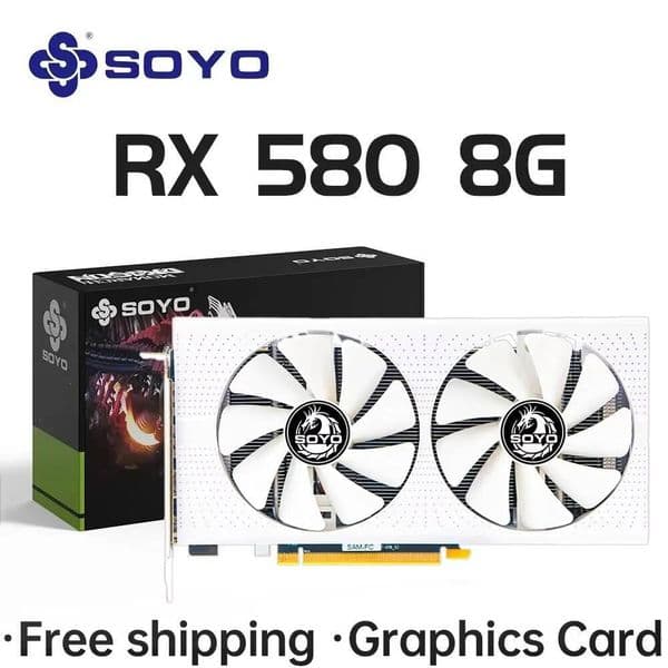 SOYO RX580 8G Graphics Cards AMD Radeon GDDR5 Memory Video Gaming Card RX 580 for Desktop Computer Components