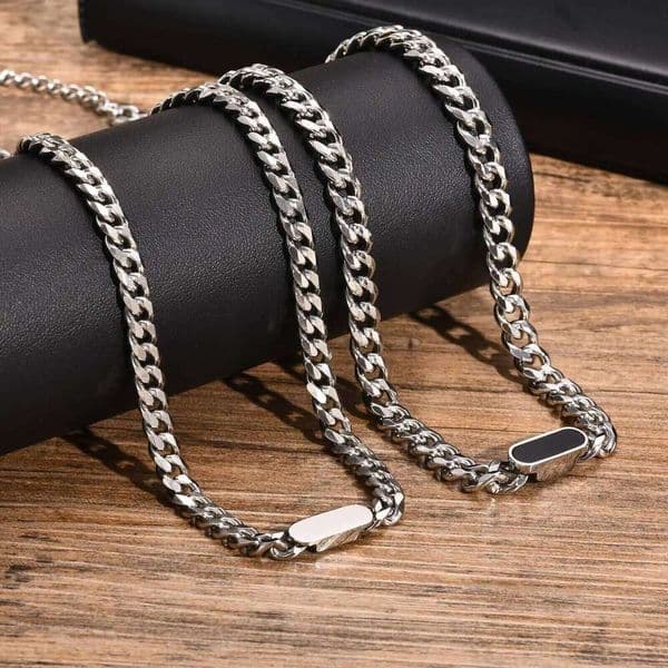 Mens Choker Necklace,Stainless Steel Cuban Link Chain Collar,Trendy Casual Hip Hop Jewelry Gifts for Boys