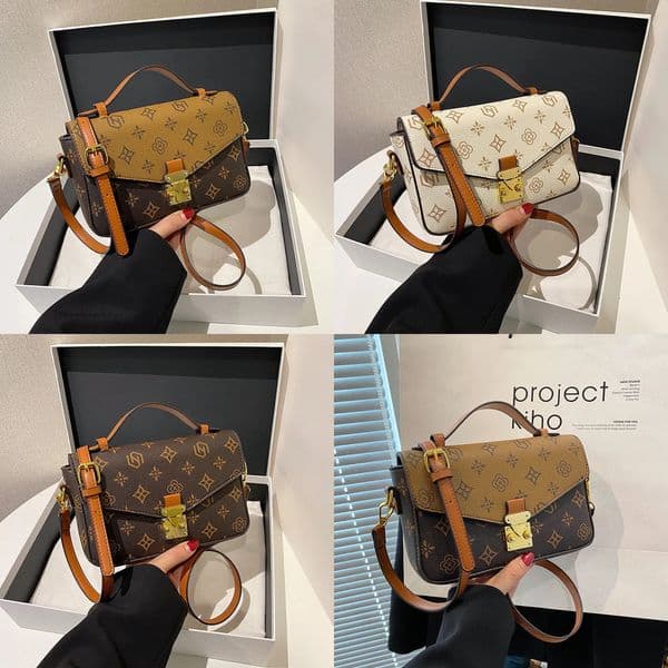 2025 Best Selling Designer Curated Square Women's Crossbody Purse Artistic Floral Print Shoulder Top Handle Bag with Textured Vegan Leather a46