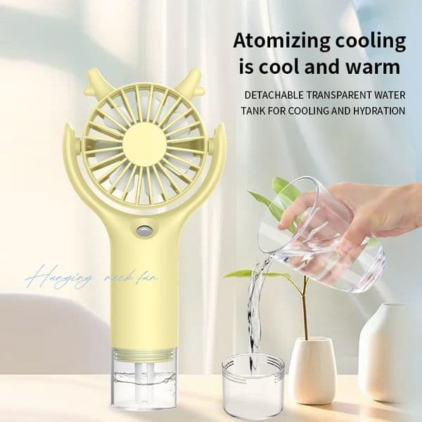 Antler Mist Hand Fan Detachable Water Tank USB Neck Portable Cooling Fan