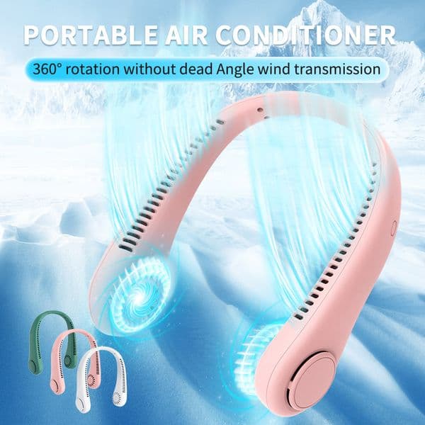 Leafless Silicone Neck Fan 360 Wind 1200mAh Quiet USB Hands Free Fan
