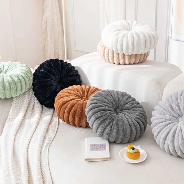 1 solid color throwing pillow 3D pumpkin circular plush pad used for office chairs living rooms sofas beds home decoration W240819