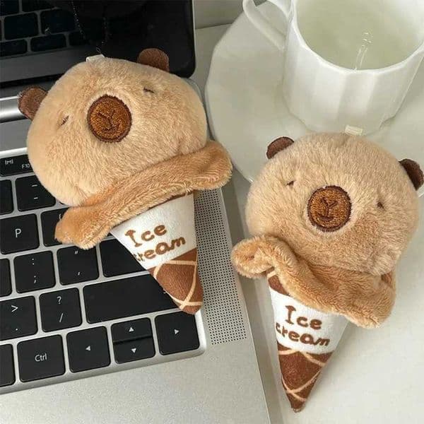 Cute cartoon Capilla keychain plush toy Capilla bag pendant Capilla keychain desktop doll decoration car pendant birthday giftW240903