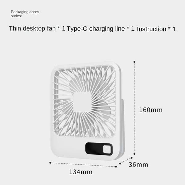Handheld fan Ultra-thin wall-mounted folding digital display small fan Outdoor office dormitory Portable desktop fan
