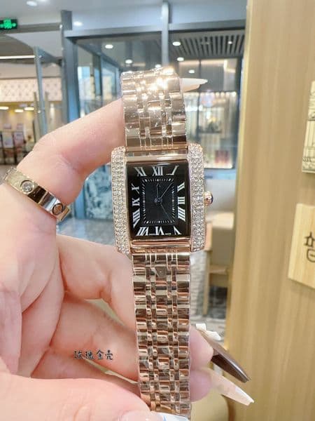 Luxury women Baignoire Watch Square tank Watches Designer Diamond Quartz Movement Stainless Steel Bracelet Sapphire Glass Waterproof womens wristwatches #365