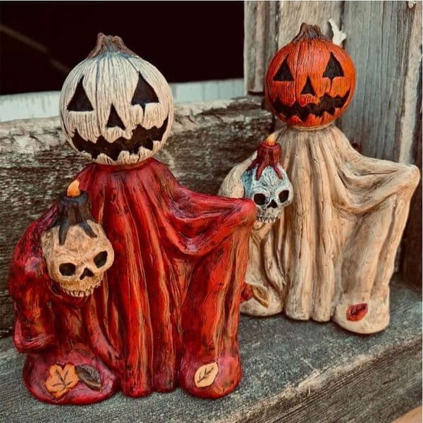 Halloween Explosive Resin Crafts Pumpkin Head Cloak Wizard Home Entrance Desk Decoration
