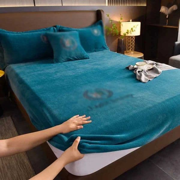 Thick velvet cushion cover bed sheet protector solid color bedding cover latex cushion cover 140/150/160/180x200cm W240907