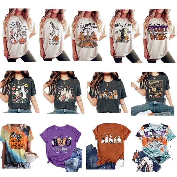 Crazy Halloween Women's Casual Tops Stylish Fall Pumpkin Ghost Graphic Tee Short Sleeve Fashion Tshirts with Funny Graphics Wholesale