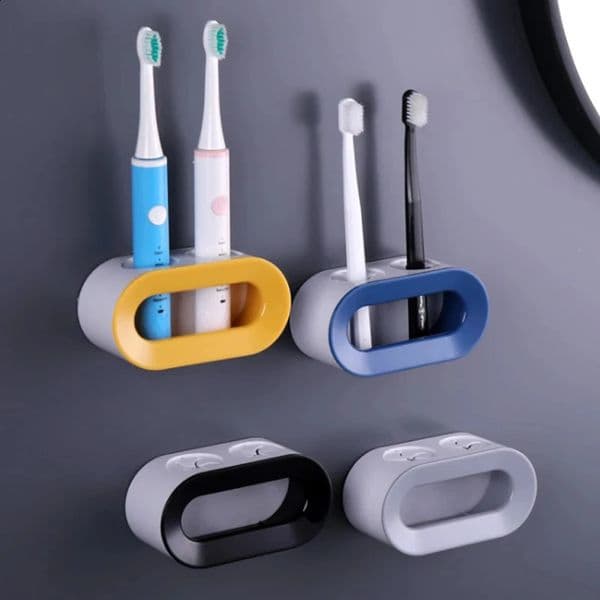 Update Electric Bathroom Organizer Self-Adhesive Toothbrush Holder Wall Mounted To Save Space 240903