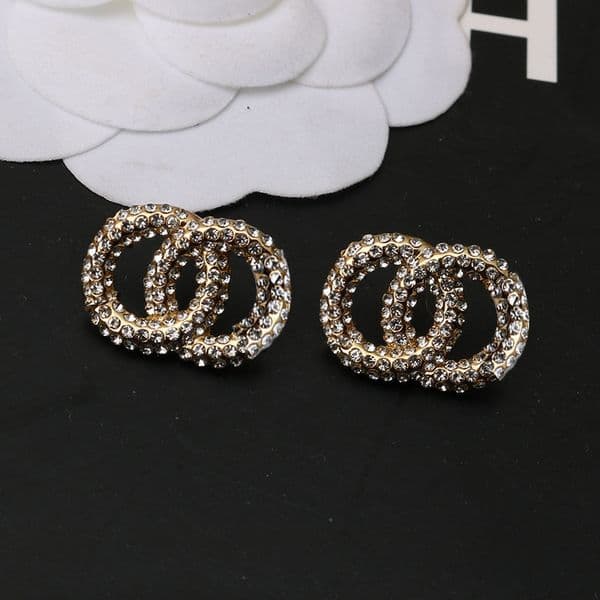 Brand Designer Earrings Double Letters C Stud Geometric Famous Women Round Earring Wedding Party Jewelry Accessories