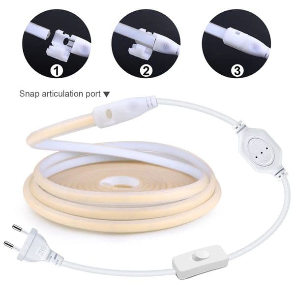 COB LED Neon Strip Light 220V 288LEDs/m CRI RA90 Flexible Outdoor LED Tape With Switch/Dimmer EU Power Plug For Kitchen Lighting D4.0