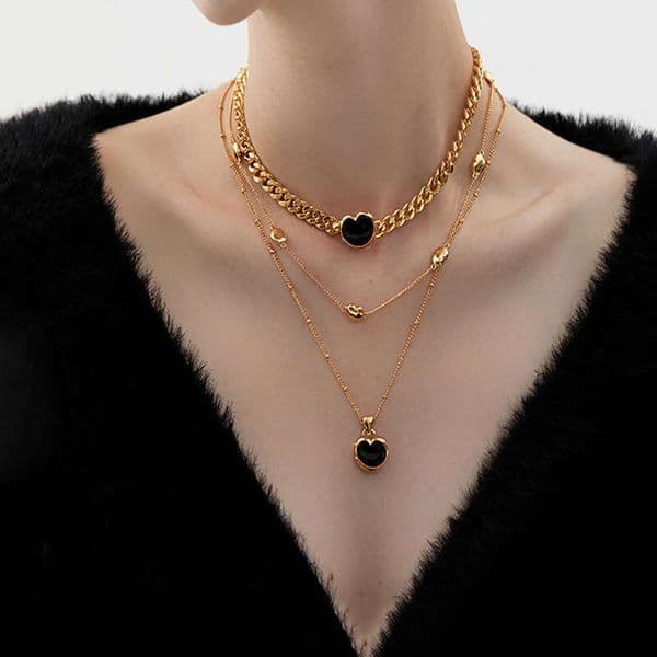 Hot Sell Designer necklace Descartes Island chubby heart starry sky necklace double layered collarbone chain light luxury niche design fashionable temperament