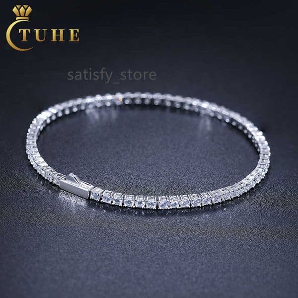 Factory Price Lab Diamond 2mm 25mm Tennis Chain 925 Silver Vvs Moissanite Hip Hop Iced Out Tennis Bracelet