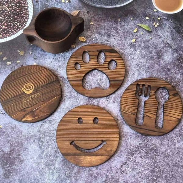 Round Wooden Slice Cup Mat Coaster Tea Coffee Mug Drinks Holder for DIY Tableware Decor Durable Kitchen Decor J1064