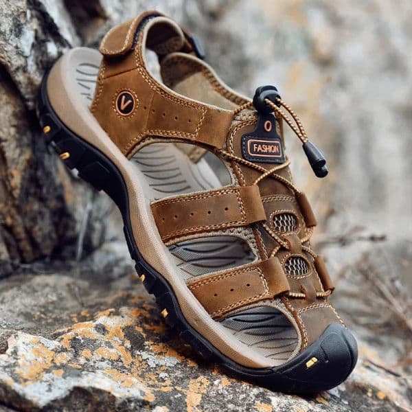 Summer Men Sandals Genuine Leather Men Casual Shoes Outdoor Men Leather Sandals for Men Beach Shoes Roman Shoes Plus Size