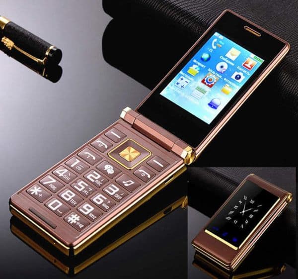 Original Gold Flip Double Display cell Phones Metal Body Senior Luxury Dual Sim Card Camera MP3 MP4 30 Inch Touch Screen Mobile P1