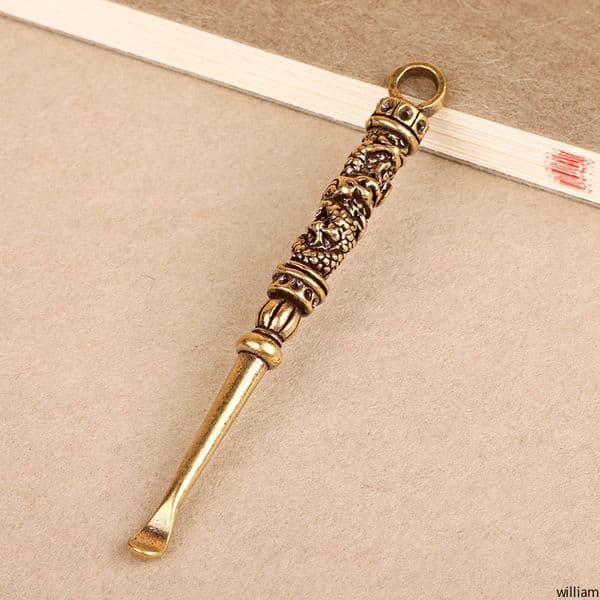 6 Chinese Style Wax dabber tools metal gold brass mini dab tool stick spoon earpick ear pick cleaner for tank cleaning dragon and phoenix lotus hand gourd