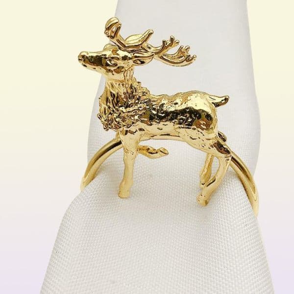 12 PCS new el Christmas small deer napkin ring napkin ring metal towel whole1
