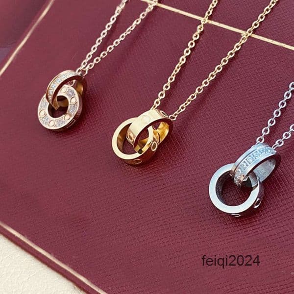 Gold Women Love Necklaces for Men Designer Jewellry 18K Rose Gold Silver Circular Diamond stainless steel jewelry Birthday Gift Dhgate Wholesale