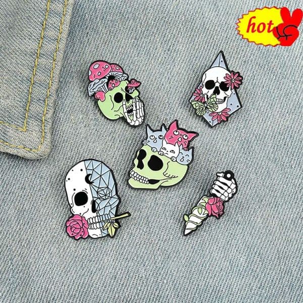 muticolor hard rose skull Shirt Lapel Pins Women Men Sports Ball Brooches Enamel Basketball Football Bowling Badge Clothes Jewel