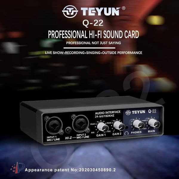 TEYUN Professional Portable Q22 Q16 Audio Interface - 2024 USB Computer Arranger for Studio Recording and Live Performance dh5727163