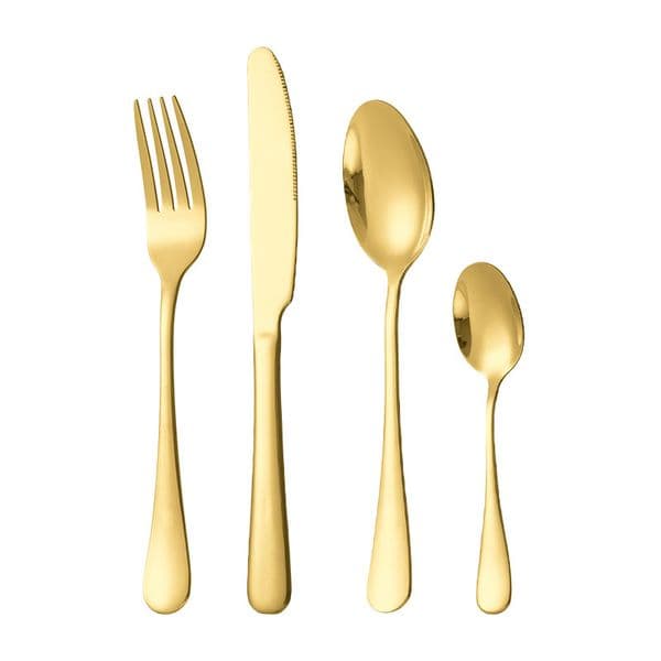 4Pcs/Set Gold Flatware Set Stainless Steel Silverware Cutlery Set Tableware Western Dinnerware Golden Fork Spoon Knife Steak Kitchen Utensil W0167