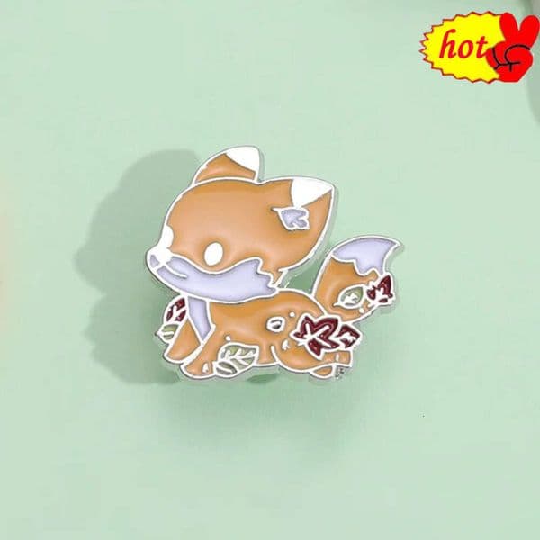 Hot Lapel Pins Maple Leaf Little Fox Brooch Enamel Lapel Pins Badge Clothing Jewelry Gifts for Friends Wholesale Free Shipping