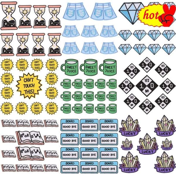 10pcs Lots Patches for Clothing Iron on Letters Sets Bulk Wholesale Pack Tape Cute Diamond Anime Sew Embroidered Designer Jacket
