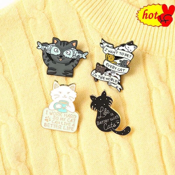 Hot Lapel Pins Cat Brooch Skull Enamel Pins Cosplay Badge Backpack Cloth Denim Lapel Pin Jewelry Gift Comic Related Products
