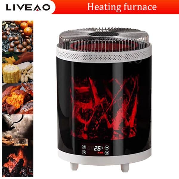 Electric Fireplace Heater Flame Heater Indoor Space Stove Portable Desktop Warmer Hot Fan Winter Heater