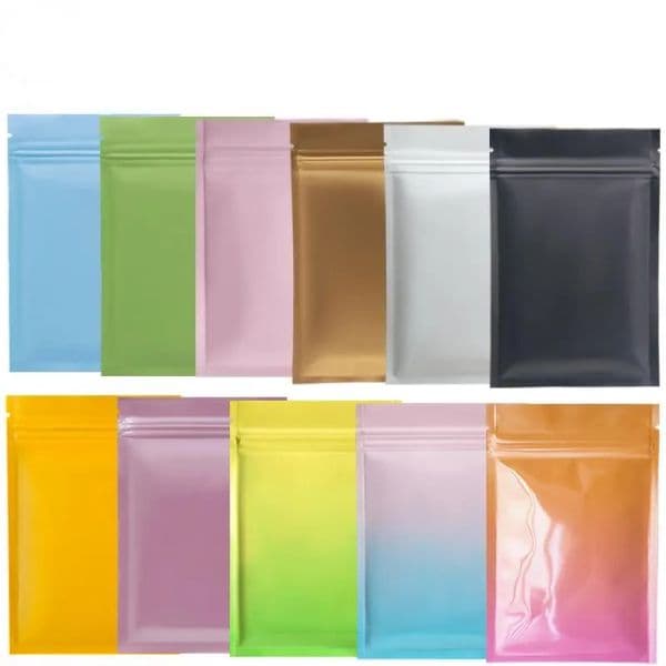 wholesale multi color Resealable Zip Mylar Bag Food Storage Aluminum Foil Bags plastic packing bag Smell Proof Pouches 100pcs lot ZZ