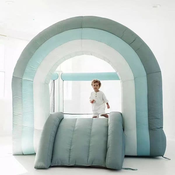 Inflatable Bouncer For Rental Business Free Shipment Outdoor Activities Mini Kids 8X6ft Toddlers Inflatable Rainbow Bounce House Jump Castle For Party