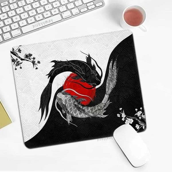 Yinyang Fish Small Mouse Pad PC Table Mat 18x22cm Computer Desk Mat Rubber Deskpad Laptop Mousepad Japanese Art Koi Mause PadsM240802